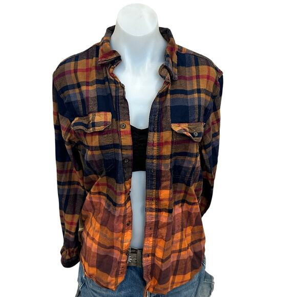 Cowboy Rodeo Plaid Flannel Shirt MEDIUM Wrangling Records Cowgirl Unique Western - Picture 5 of 6